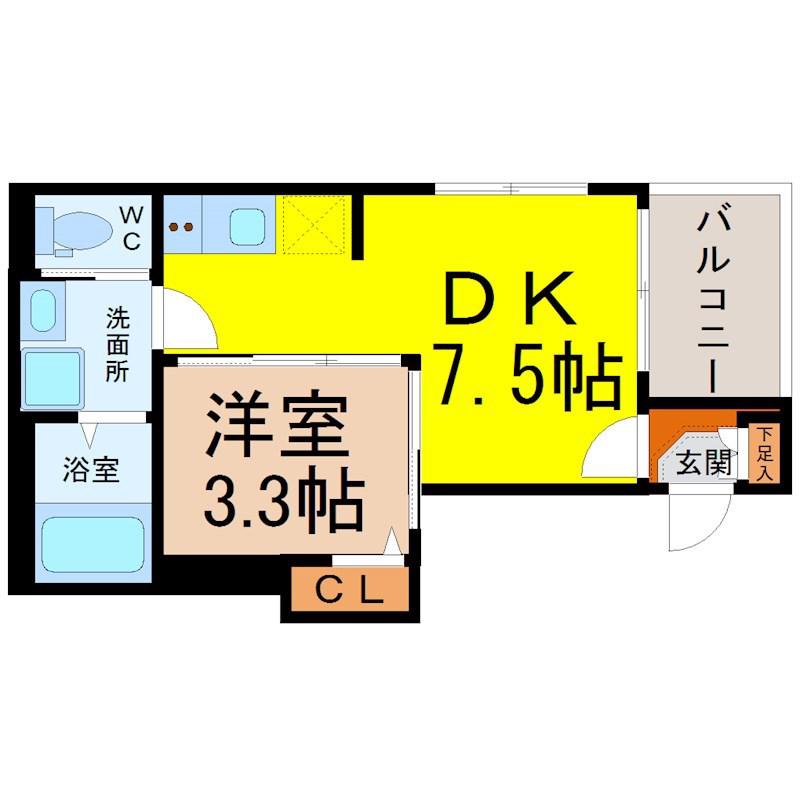 ハーモニーテラス神宮前II(1DK/1階)の間取り写真