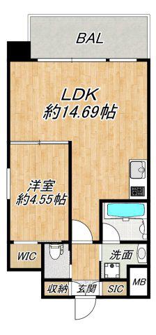 レオングラン本町橋(1LDK/10階)の間取り写真