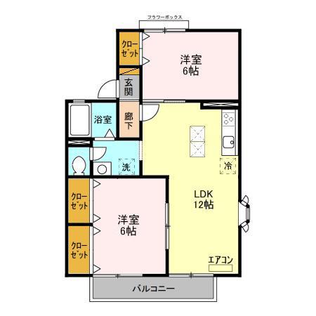 カーサみつわ台D(2LDK/1階)の間取り写真
