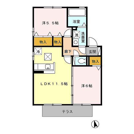 アクジス向町ABC(2LDK/1階)の間取り写真