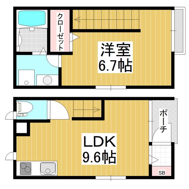 サンライズ笹部(1LDK/1階)の間取り写真
