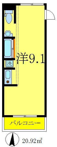 PSR北小金(ワンルーム/1階)の間取り写真