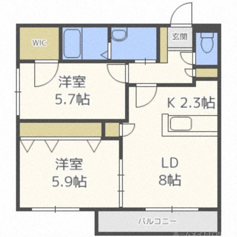 FIRST CLASS 南円山(2LDK/3階)の間取り写真