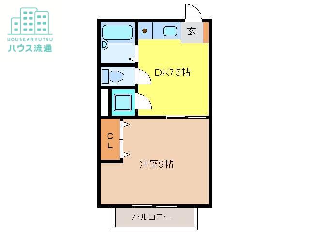 ウィンザー今泉A(1DK/2階)の間取り写真
