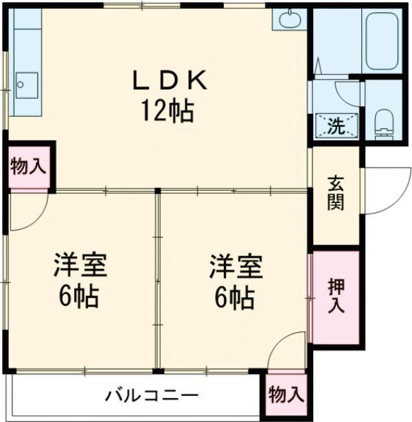 SUPREMEマンション(2LDK/3階)の間取り写真