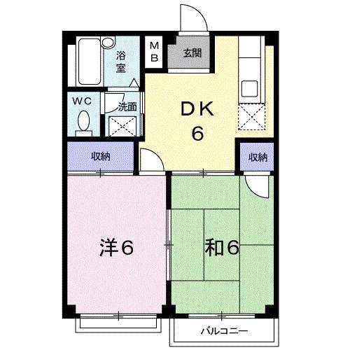 プレザホームズ(2DK/1階)の間取り写真