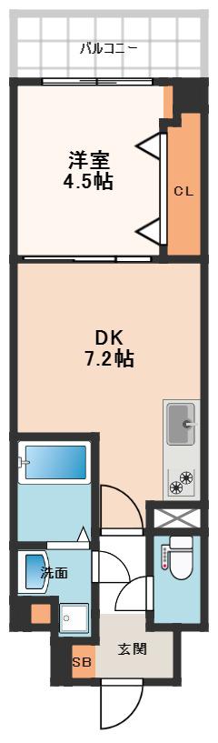 GIOIA NAMBA(1DK/10階)の間取り写真