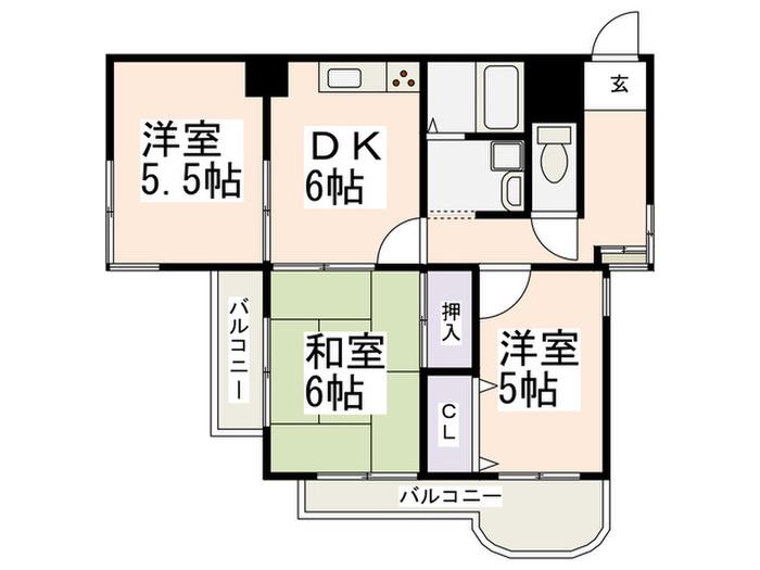 ルミエール藤が丘(3DK/4階)の間取り写真