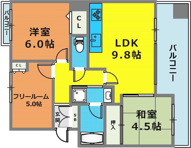 グルーブ兵庫グランアリーナ(2SLDK/3階)の間取り写真