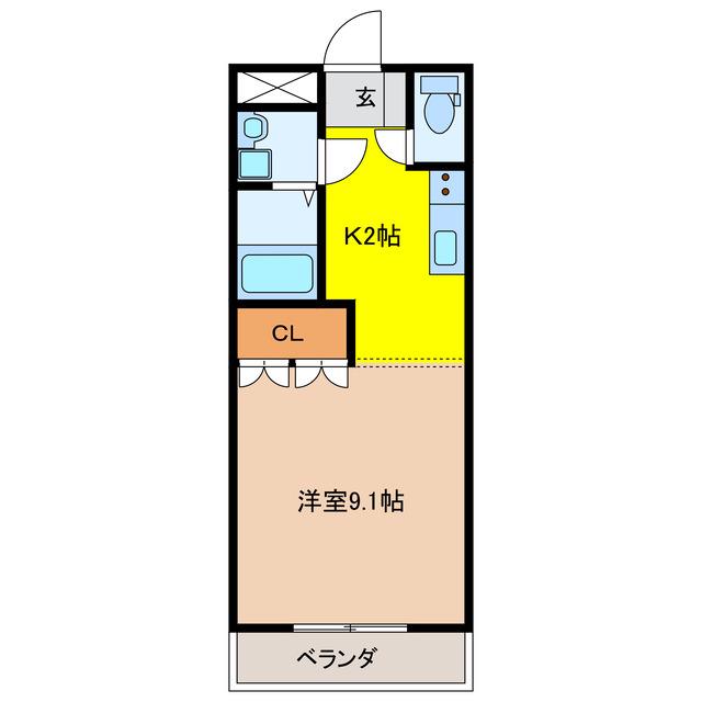 メゾン土貴野(1K/1階)の間取り写真