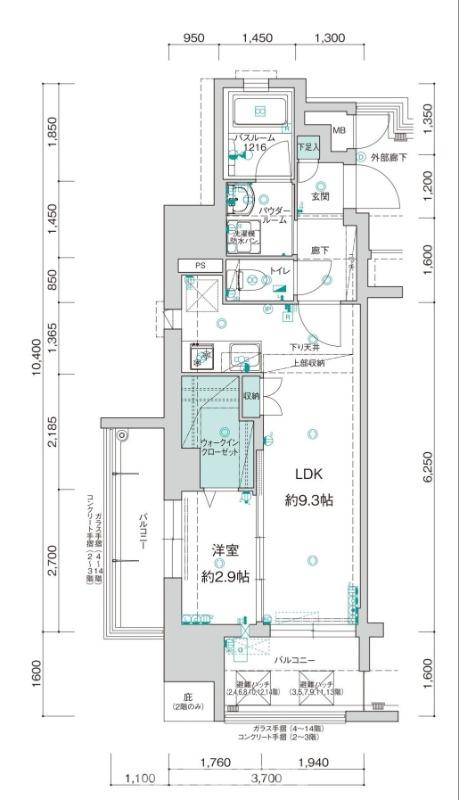 アクタス薬院グランプレイス(1LDK/10階)の間取り写真