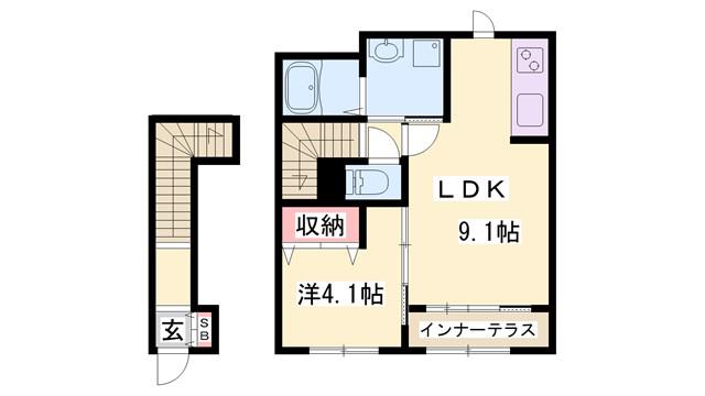 MSレジデンスHIMEJI(1LDK/2階)の間取り写真