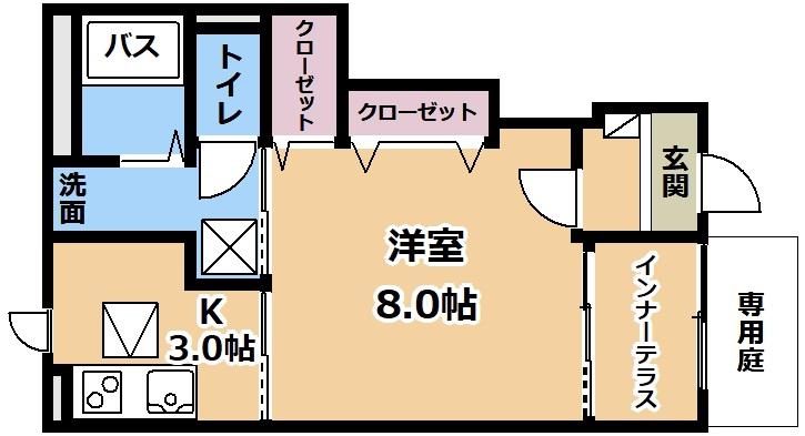 守山6丁目アパート(1K/1階)の間取り写真