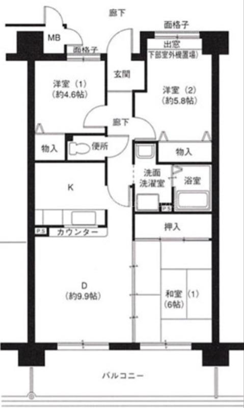 コーシャハイツ喜連西(3LDK/4階)の間取り写真