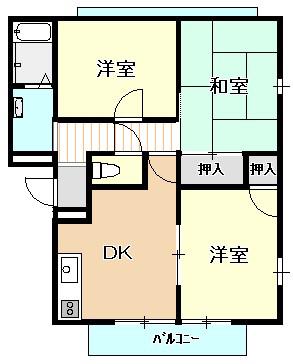 リッチネス阪南(3DK/2階)の間取り写真