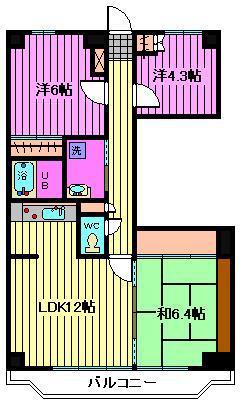 シャルマン5(3LDK/6階)の間取り写真