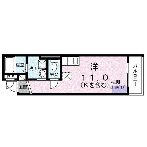 AURORA(ワンルーム/4階)の間取り写真