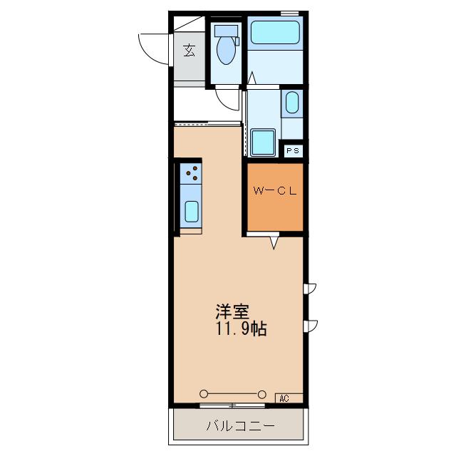 D-ROOM サウス(ワンルーム/2階)の間取り写真