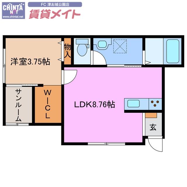 シャロームコートS(1LDK/1階)の間取り写真