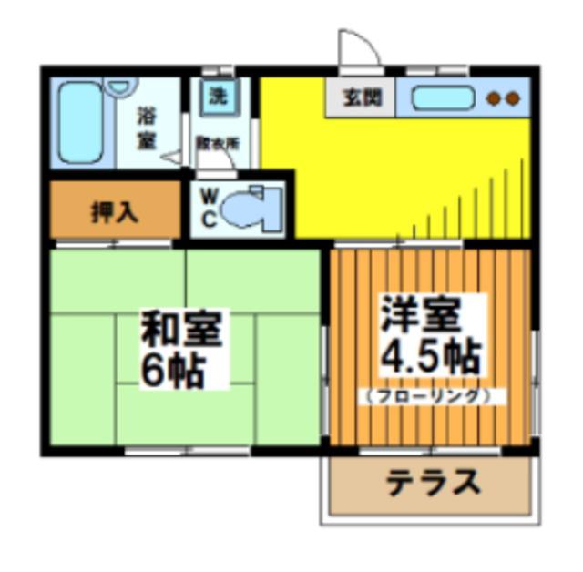 ヴィラ浜田山(2K/1階)の間取り写真