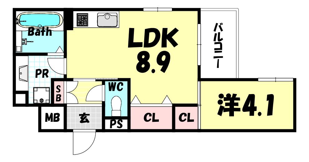 SHINKOBE COLN(1LDK/3階)の間取り写真