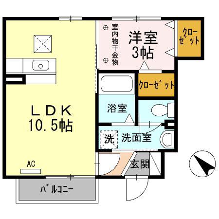 フェリーチェ(1LDK/1階)の間取り写真