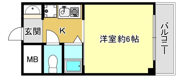 コスモハイツ三国(1K/2階)の間取り写真
