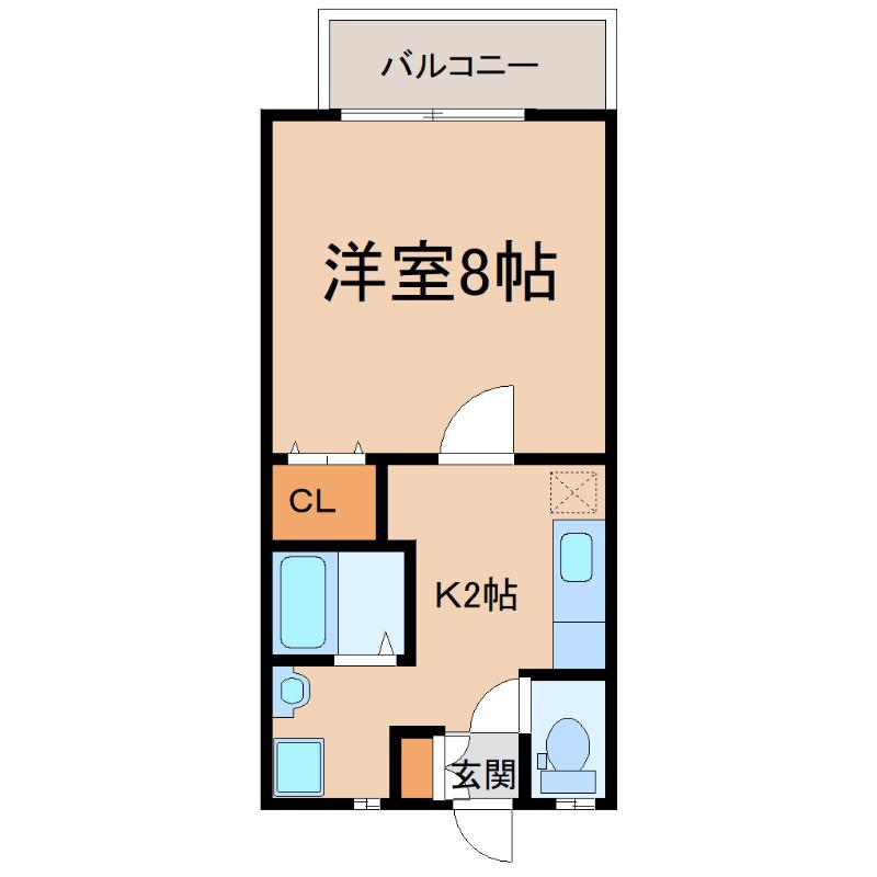 フェヴァリーC(1K/2階)の間取り写真