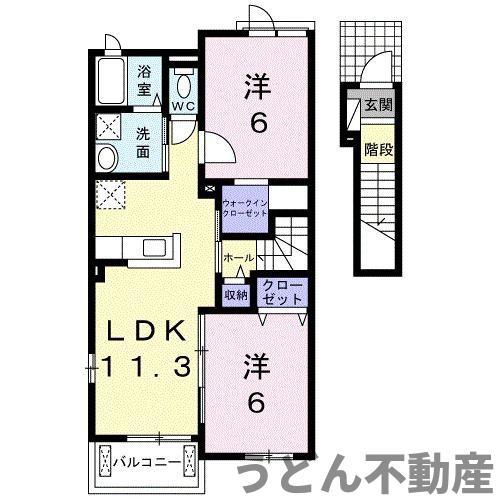 オプスKITA I(2LDK/2階)の間取り写真
