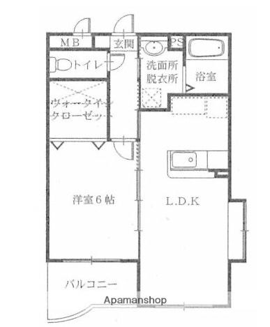 やまびこ夢マンション(1LDK/2階)の間取り写真