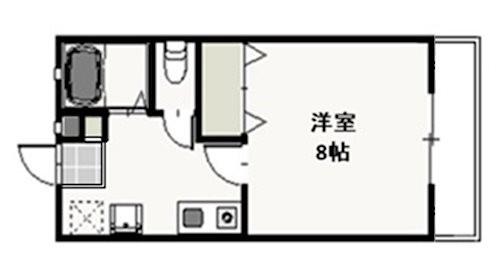 ライフベルク(1K/2階)の間取り写真