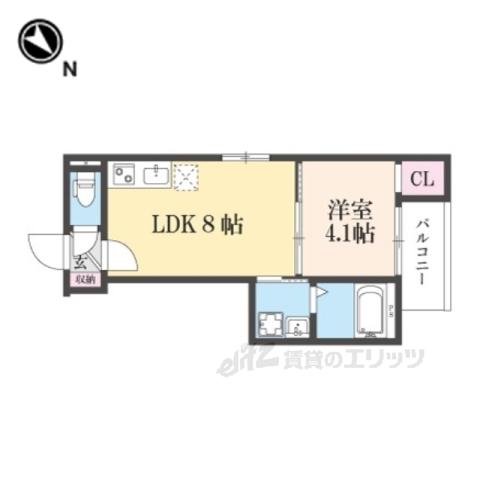 LIX京都桂川(1LDK/4階)の間取り写真