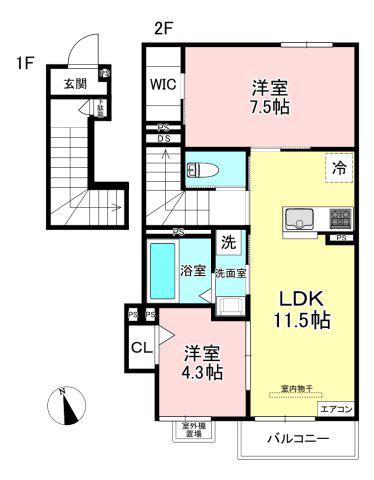ELPIS COURT KURIKI(2LDK/2階)の間取り写真