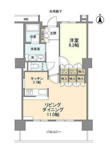 豊洲シエルタワー(1LDK/13階)の間取り写真