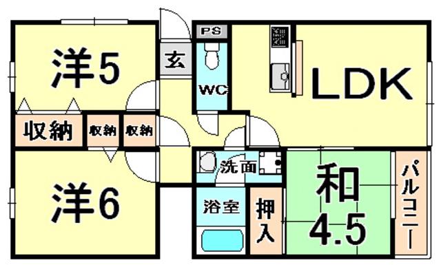 サーティ福弥(3LDK/2階)の間取り写真