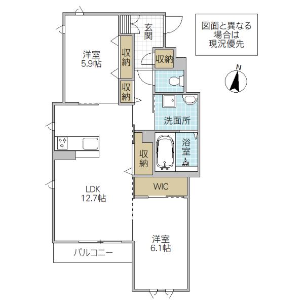 カーサレジオ(2LDK/3階)の間取り写真