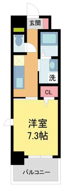 TSCUBEZERO(1K/7階)の間取り写真