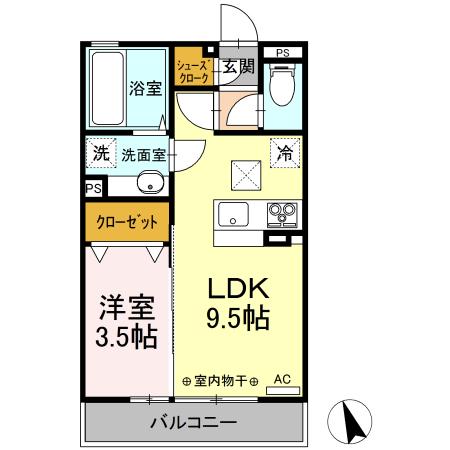 カーサソレアーダ(1LDK/1階)の間取り写真