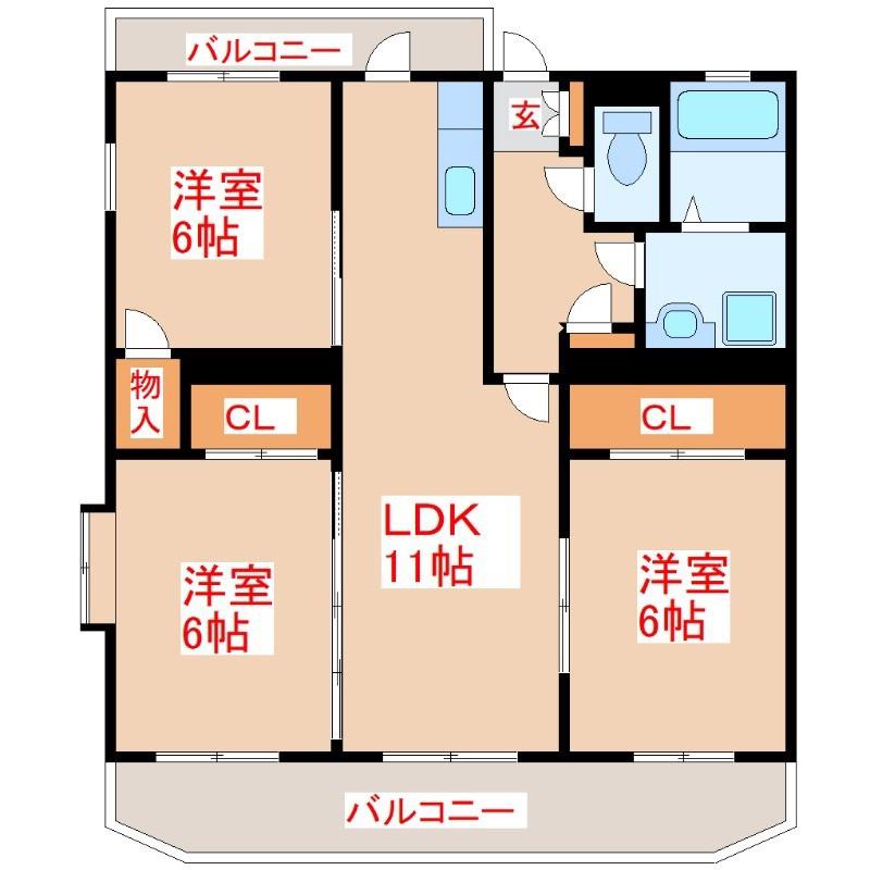 エスペーロ春山(3LDK/3階)の間取り写真
