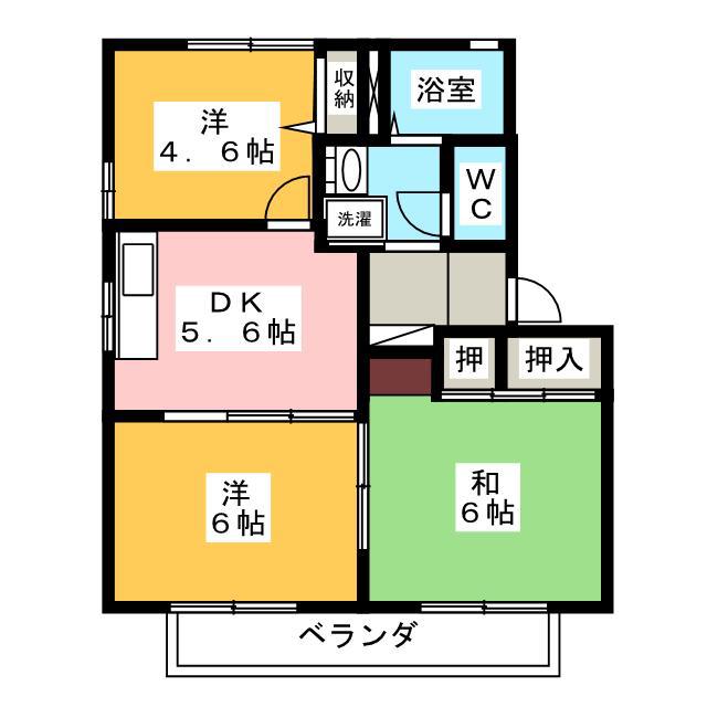 リバティKAZUII A(3DK/2階)の間取り写真