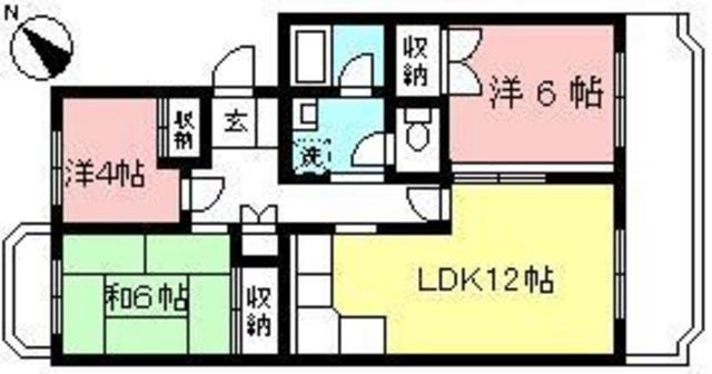 グランドール・サホダ(3LDK/4階)の間取り写真
