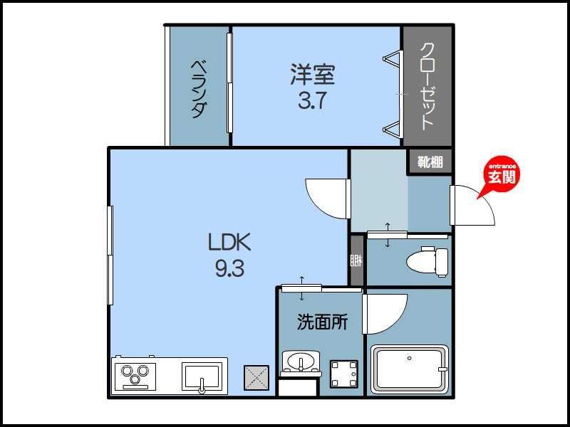 RIVER BANK(1LDK/3階)の間取り写真