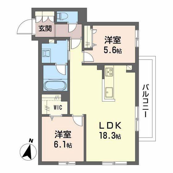 プライムフェルトII(2LDK/2階)の間取り写真