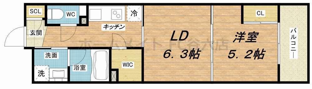 ネットフローラ阿波座(1LDK/10階)の間取り写真