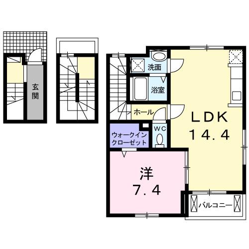 ニューフォレスト北野(1LDK/3階)の間取り写真