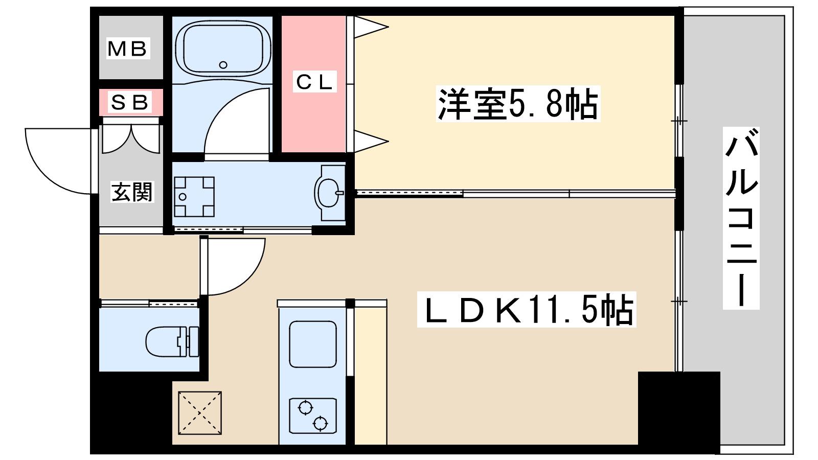 オルサス新大阪(1LDK/9階)の間取り写真