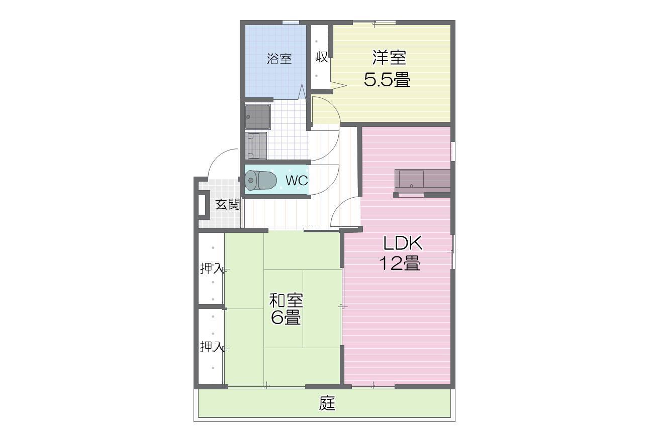 ビューラー野依D(2LDK/1階)の間取り写真