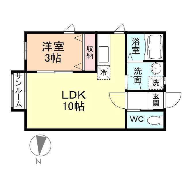PARK SQUARE(1LDK/1階)の間取り写真