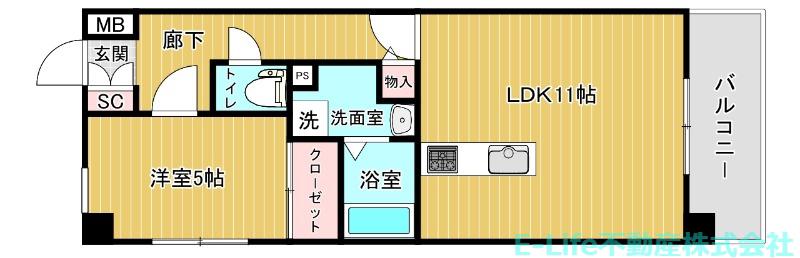 CHANGE.BLD(1LDK/6階)の間取り写真