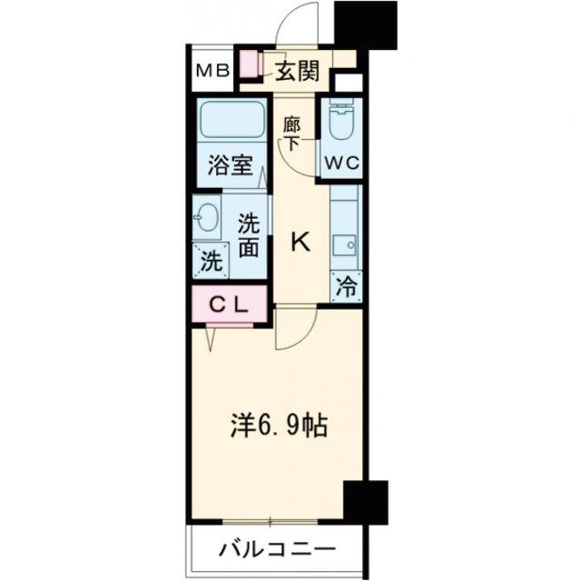 エストゥルース京都(1K/4階)の間取り写真